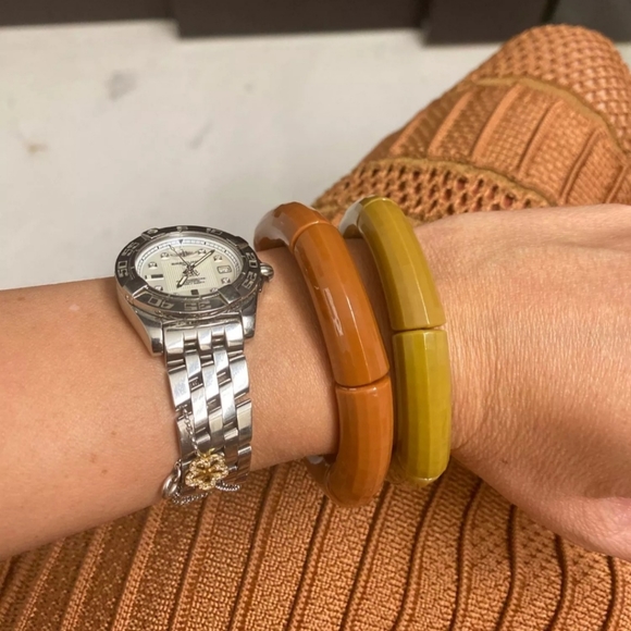 Tube Bamboo Bangle Bracelet - Light Mauve - Picture 8 of 8